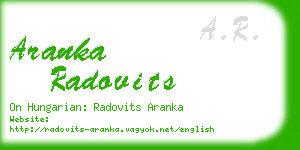 aranka radovits business card